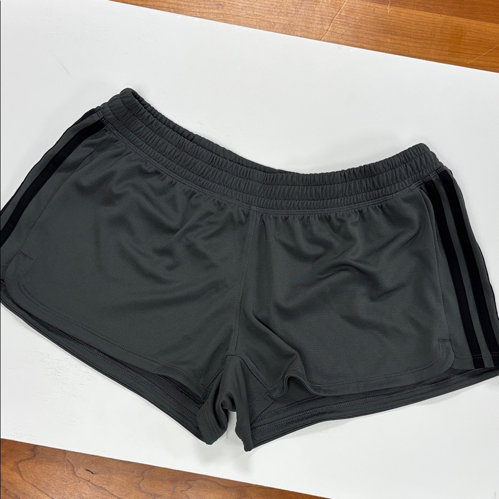 adidas Women's Pacer Aeroready Charcoal and Black Mesh Athletic Shorts